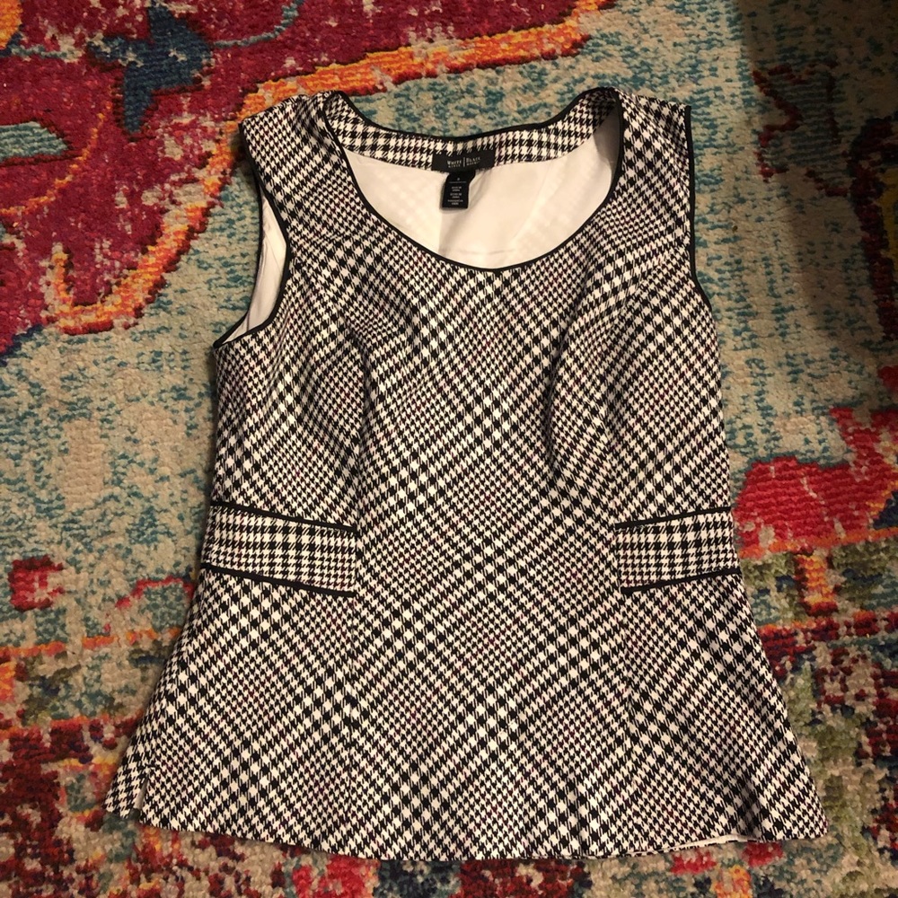 White House Black Market Houndstooth Peplum Top